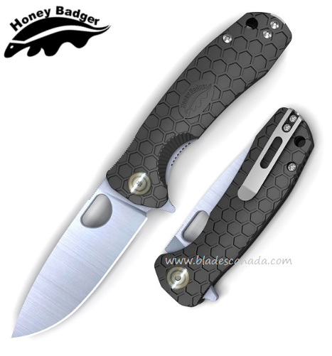 Honey Badger Small Flipper Folding Knife, No Choil, D2 Steel, FRN Black, HB1026